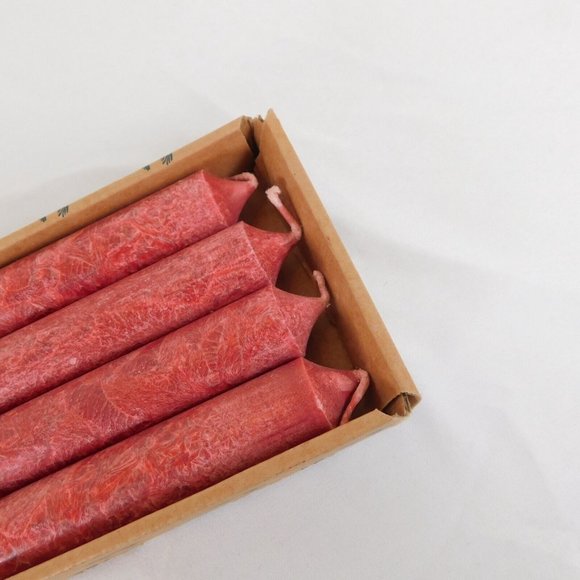 4 Palmlights 9" Taper Candles Red Non-Drip Soot-Free Palmelys Bright Lights Open - Picture 4 of 6